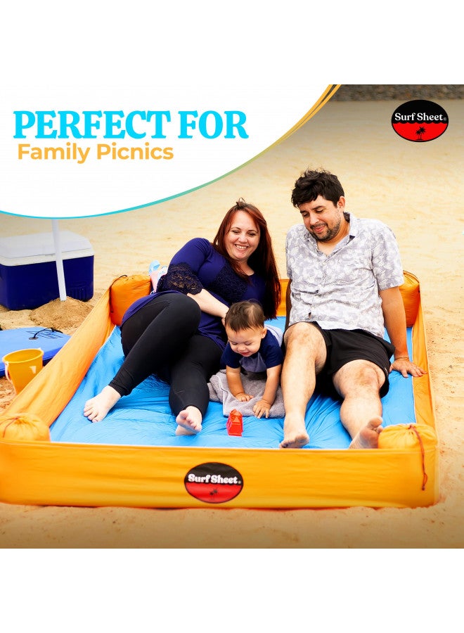 Surf Sheet Sandproof Beach Blanket - Oversize Large Outdoor Picnic Blanket for Beaches & Camping - Portable Family Beach Blanket Waterproof Sandproof for Parks, Travel, Vacation Essentials (Yellow) - Image 2