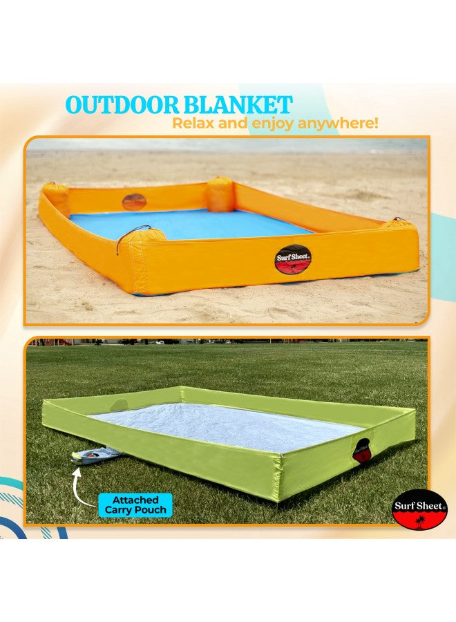 Surf Sheet Sandproof Beach Blanket - Oversize Large Outdoor Picnic Blanket for Beaches & Camping - Portable Family Beach Blanket Waterproof Sandproof for Parks, Travel, Vacation Essentials (Yellow) - Image 3