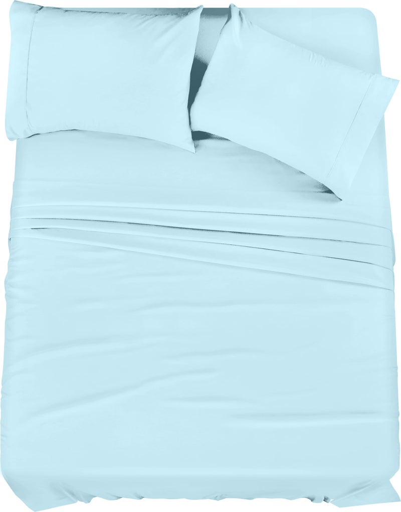 Utopia Bedding King Sheet Set 4 Piece Bed Sheets for King Size Bed Soft and Breathable Microfiber Includes 1 Fitted Sheet 1 Flat Sheet and 2 Pillowcases Ice Blue