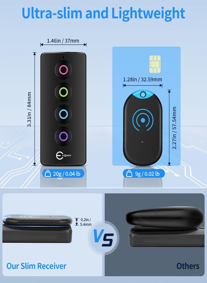 Esky Ultra Slim Key Finder, Remote Finders Locator with 85dB Sound and 4 Receivers, Wallet Tracker and Item Locators Beeper Tags for Finding Key, TV Remote, Wallet, Pets and Phone, Batteries Included - Image 2