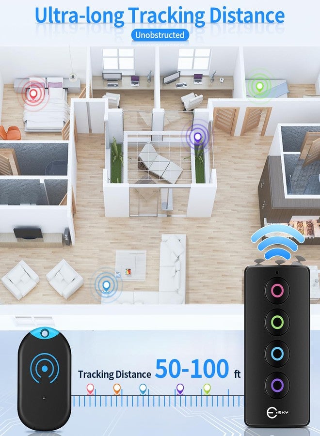 Esky Ultra Slim Key Finder, Remote Finders Locator with 85dB Sound and 4 Receivers, Wallet Tracker and Item Locators Beeper Tags for Finding Key, TV Remote, Wallet, Pets and Phone, Batteries Included - Image 5
