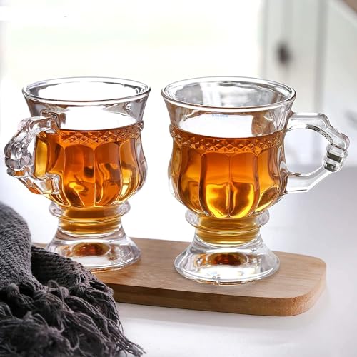 VILON Italian Premium Glass Tea Cup Set | Coffee Mugs with Handle Transparent Drinking Cup for Milk, Cappuccino, Hot Chocolate & Cold Beverages | 150ml| Set of 6 (TEAMUG 150ML 6) - Image 4