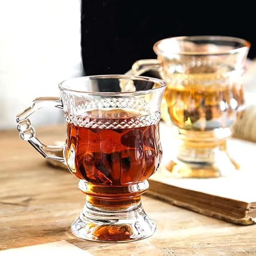 VILON Italian Premium Glass Tea Cup Set | Coffee Mugs with Handle Transparent Drinking Cup for Milk, Cappuccino, Hot Chocolate & Cold Beverages | 150ml| Set of 6 (TEAMUG 150ML 6) - Image 1