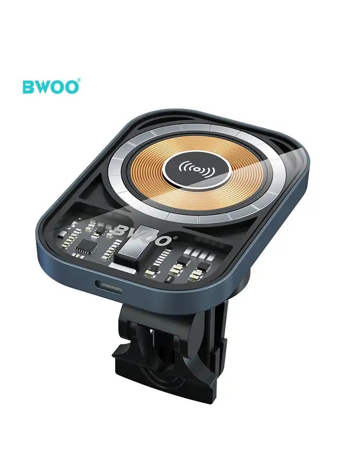 BWOO - BWOO 15W MagSafe Design Wireless Car Charger for iPhone with Transparent Magnetic Design - Image 1