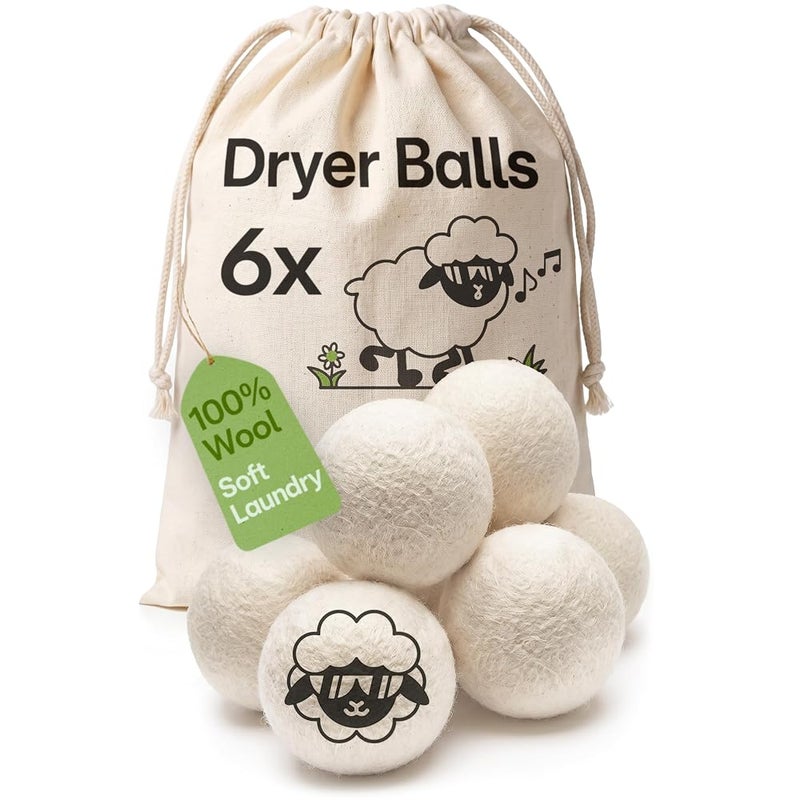 Praknu 6 Tumble Dryer Balls - New Zealand Wool Dryer Balls for Laundry - Image 1