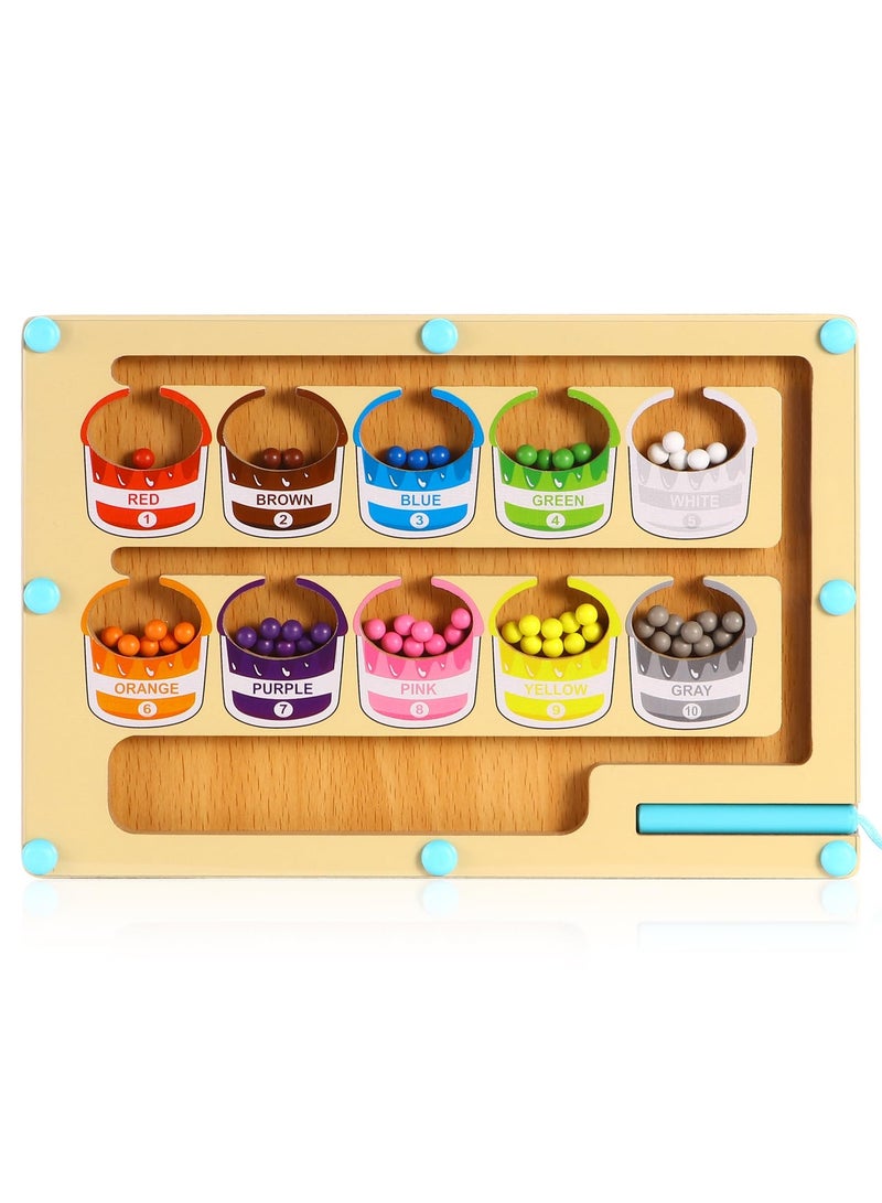 Wooden Color Maze Bead Board, Logic Thinking Puzzle, Focus and Hand-Eye Coordination Toy, Educational Activity Game for Early Development  - Image 1
