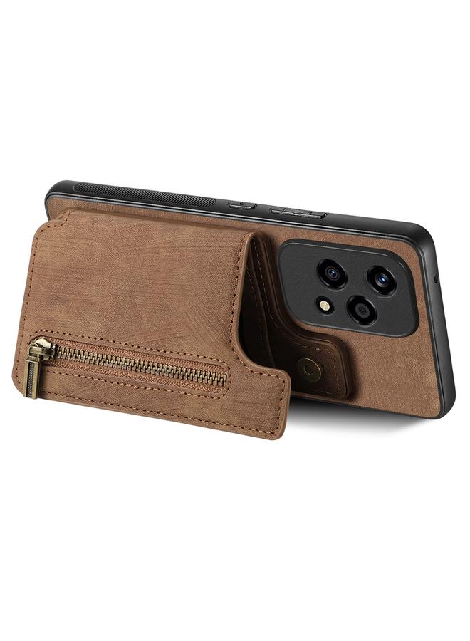 Zaboon Case For Honor 90 Retro Leather Zipper Wallet Back Phone Case - Image 3