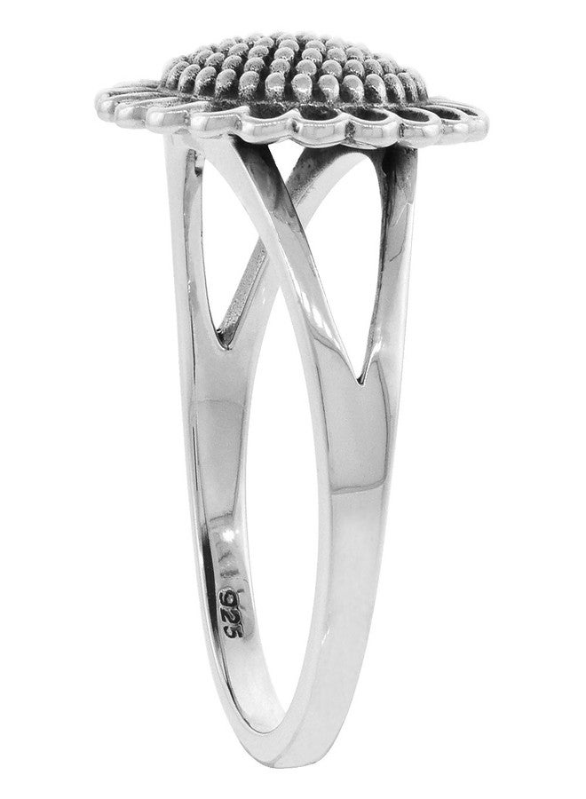 سابرينا سيلفر خاتم دوار الشمس من الفضة الإسترلينية، كبير الحجم، عرضه 5/8 بوصة، مقاس 6 - Image 3