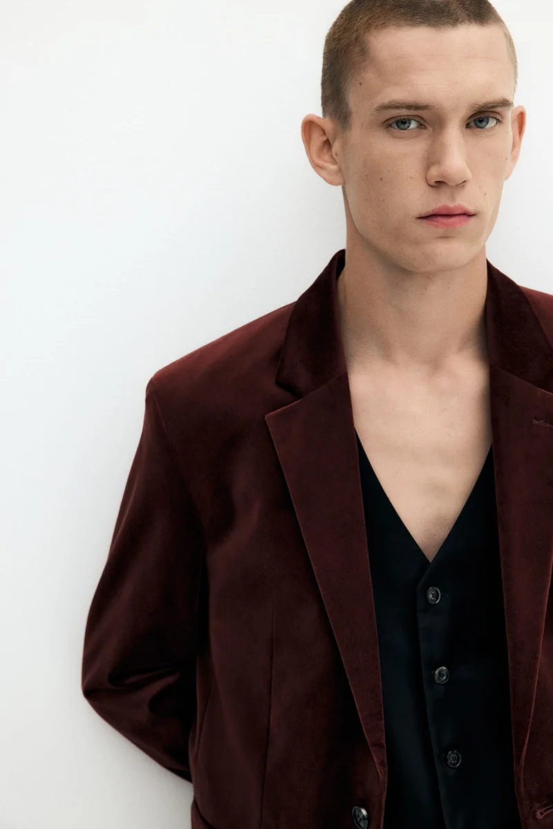 H&M Regular Fit Single-breasted velvet jacket