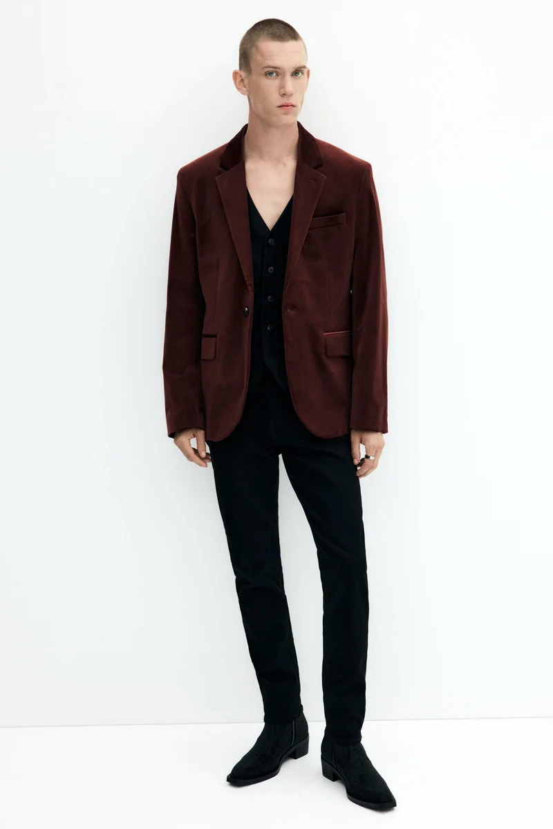 H&M  Regular Fit Single-breasted velvet jacket for Men | Best Price UAE