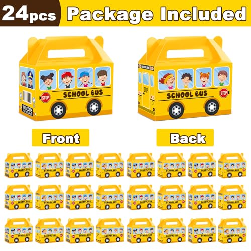 ojustbeok 24Pcs School Bus Party Treat Boxes School Bus Gift Box Party favor Yellow School Bus Goodie Gift Boxes for Kids Classroom Decorations Welcome Back to School Birthday Baby Shower Supplies - Image 2