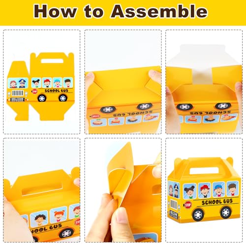 ojustbeok 24Pcs School Bus Party Treat Boxes School Bus Gift Box Party favor Yellow School Bus Goodie Gift Boxes for Kids Classroom Decorations Welcome Back to School Birthday Baby Shower Supplies - Image 4