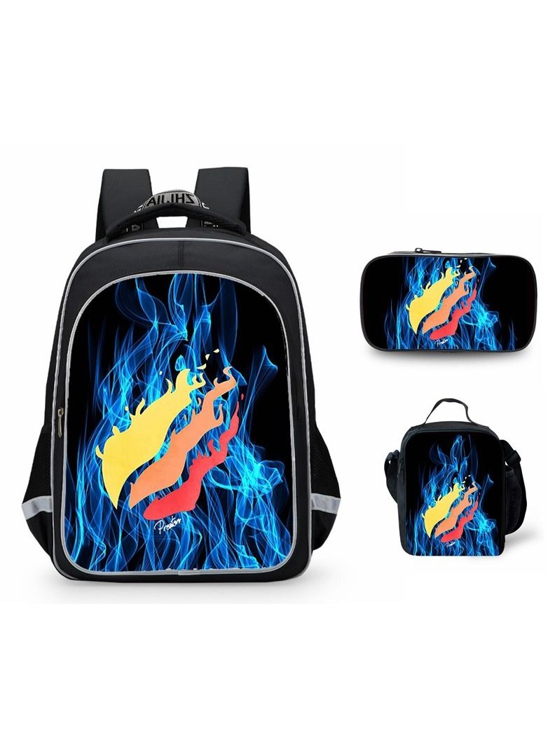Preston Playz Gamer Flame 3 in 1 School Bag with Lunch Box Pen Case for Boys