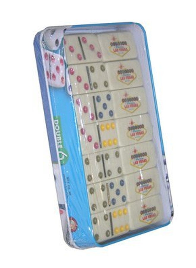 سي إتش إتش دومينو احترافي مزدوج بستة ألوان منقطة مع شعار لاس فيغاس في المربع - Image 1