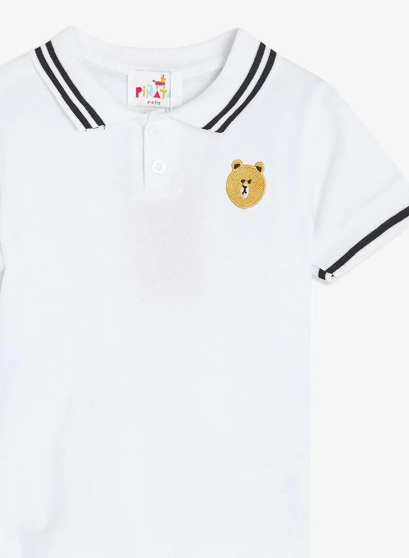 Pinata  Cute Bear Print Cotton Polo Tshirt and Shorts Set for Men | Best Price UAE