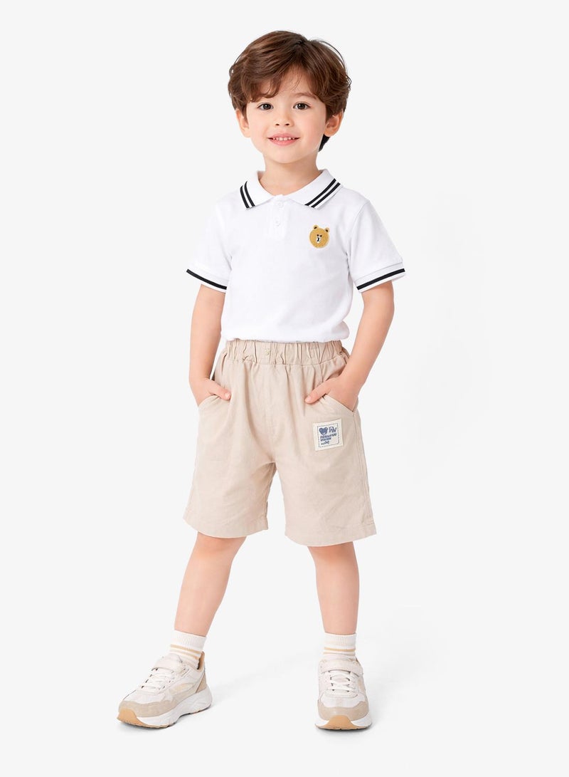 Pinata Cute Bear Print Cotton Polo Tshirt and Shorts Set - Image 1