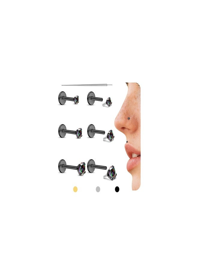 GEMQUEEN أقراط ذات ظهر مسطح - أقراط مطلية بالذهب عيار 14 قيراطًا بخيط داخلي، مقاس 18G و16G، مجوهرات ثقب للغضروف، الحلزون، الزنمة، مضادة للحساسية، حلقات الأنف والشفة، أقراط من الفولاذ المقاوم للصدأ 316L للنساء والرجال. - Image 1