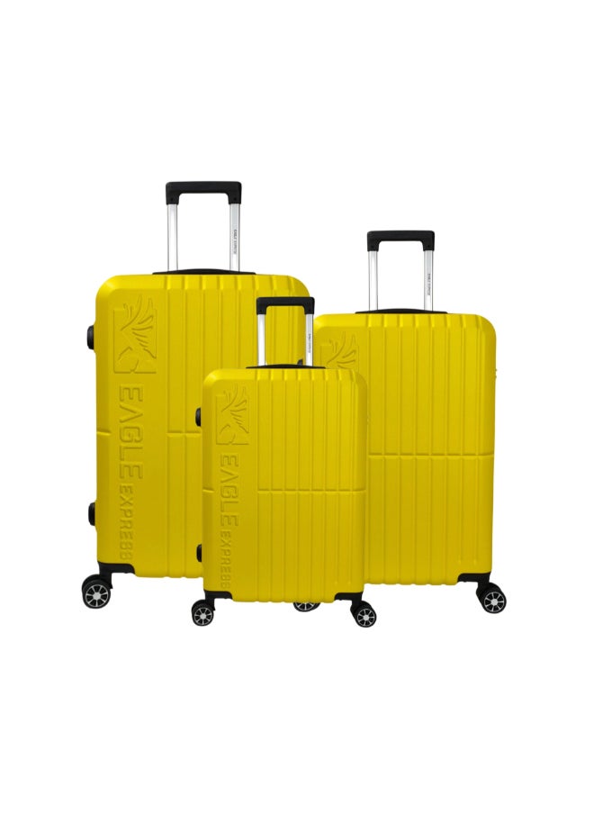 Eagle Express 3-Piece Aura Telescopic Handle ABS Hard Luggage Set Yellow 76 x 30 x 49 cm 300114  - Image 1