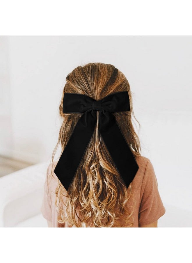 Aileam - 2Pcs Black Velvet Hair Bows Hair Clips 5" Big Fall Alligator Clips Hair Accessories For Women Girls Toddlers Kids - Image 1
