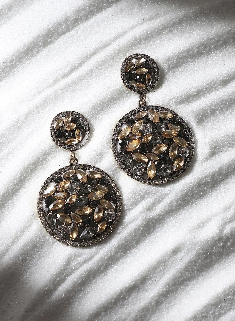 SOHI Circular Cluster Artificial Drop Earring Jewellery
