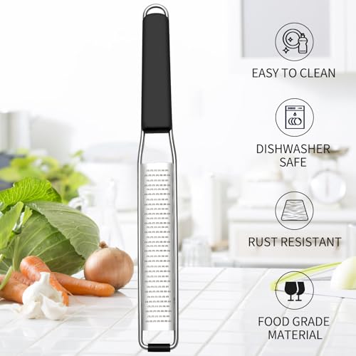 Cambom Lemon & Citrus Zester, Cheese Graters with Stainless Steel Sharp Blade for Parmesan Cheese, Ginger, Garlic, Nutmeg, Chocolate, Vegetables, Fruits, Dishwasher Safe Shredder Fine Blade - Image 5