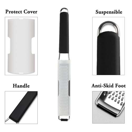 Cambom Lemon & Citrus Zester, Cheese Graters with Stainless Steel Sharp Blade for Parmesan Cheese, Ginger, Garlic, Nutmeg, Chocolate, Vegetables, Fruits, Dishwasher Safe Shredder Fine Blade - Image 4