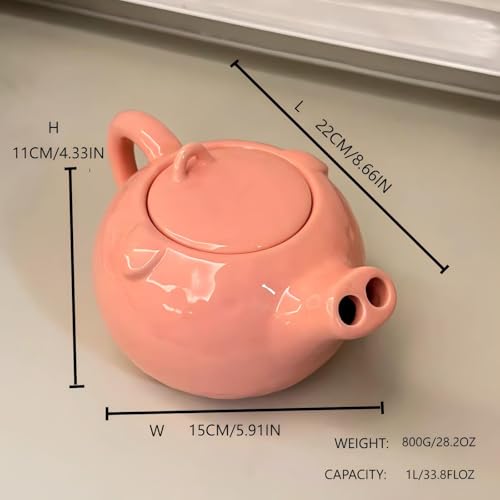 EWCEFIC Pink pig ceramics milk coffee pot, kettle, teapot, Cute mug,Creative, funny coffee pots and mugs，A white elephant gift for family and friends (large pig pot) - Image 3