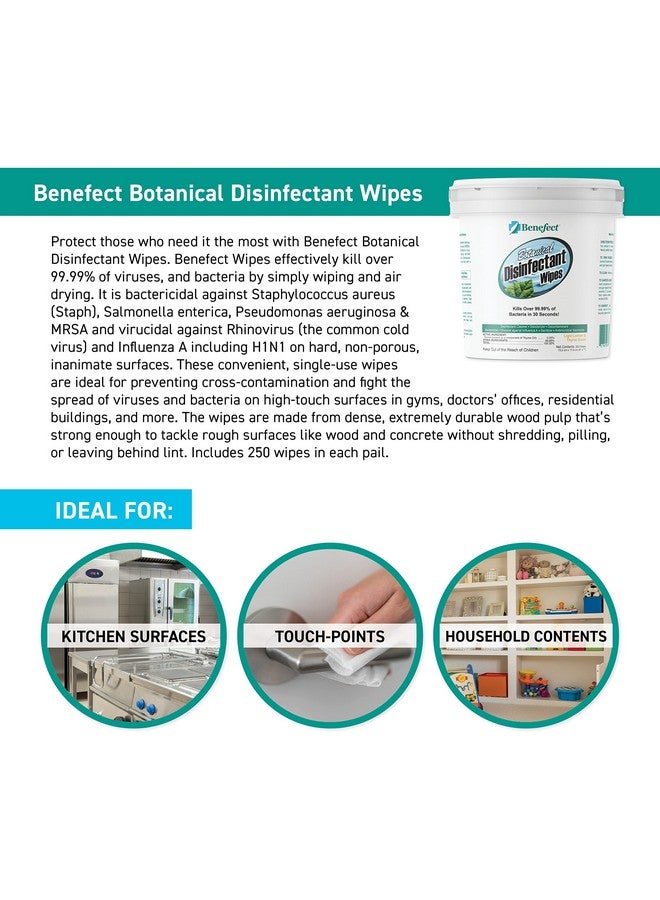 Benefect Botanical Disinfecting Wipes - (250 Wipe Count) Natural, No Residue - Antibacterial Disinfectant, Multi-Surface Cleaning and Sanitizing Wipes - Image 3