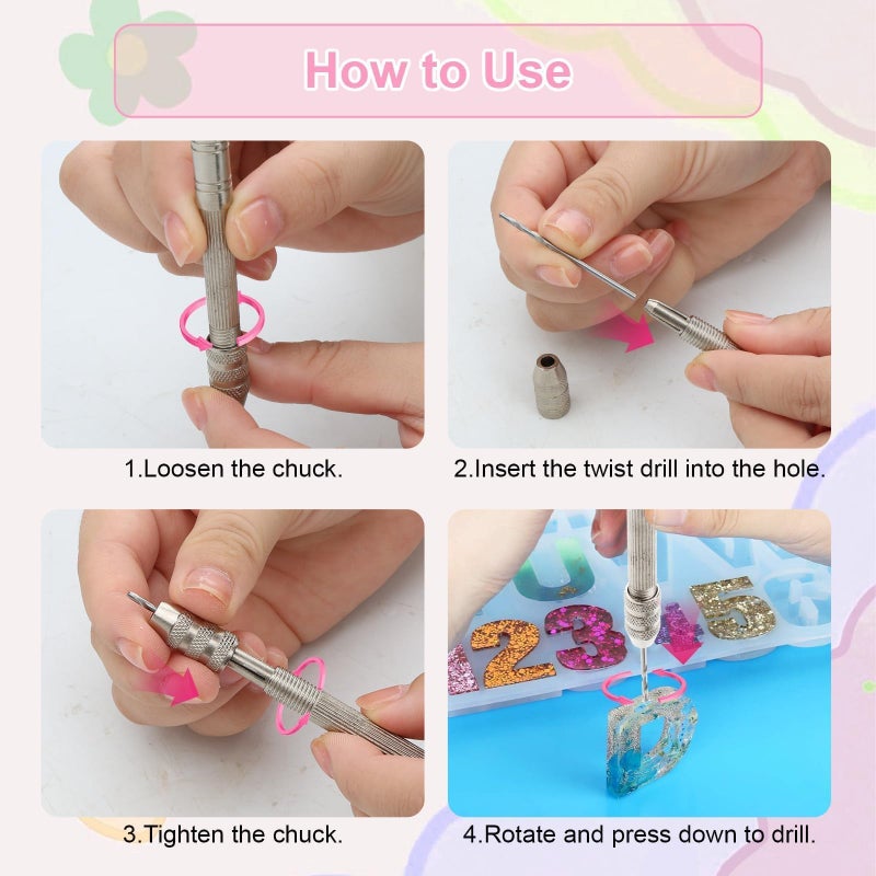 EEEKit 12 PCS Polymer Clay Earring Drill Guides, Polymer Clay Jewelry Making Tools with a Crafting Hand Drill Bits Set for Earrings, Jewelry - Image 5