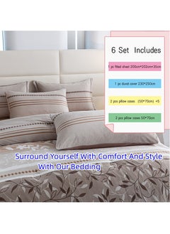 JCB CHIC Home King Size Bedsheet 6pcs One Set  Duvet Covers High Cotton Quality Bedding Set Duvet Cover，Includes 1 Quilt 1 Bed Sheet and 4 Pillow Covers,All Season, Breathable Coverlet Bedspread Bedding Set(A-008)  - Image 4