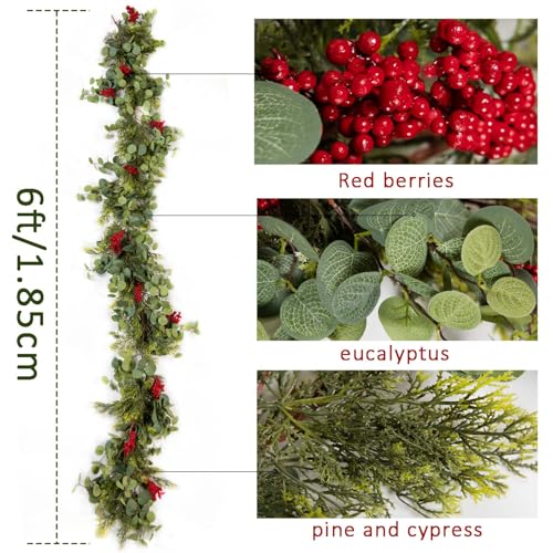 Anna's Whimsy 6FT Christmas 144 Branch Tips Cedar Garlands, Anna's Whimsy Artificial Pine Cypress Greenery Garland, Decorations Holiday Indoor Outdoor Christmas Decor Winter Garland - Image 2