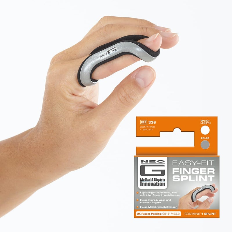 Neo G Finger Splint EasyFit Support For Trigger Finger Mallet Finger Baseball Finger Strain Sprains Broken Fingers Basketball Patented Design Class 1 Medical Device Large Grey