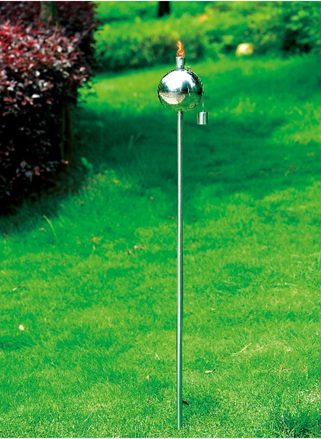 LIVING ACCENTS Sphere Durable Stainless Steel Garden Torch Silver 115 cm  - Image 2