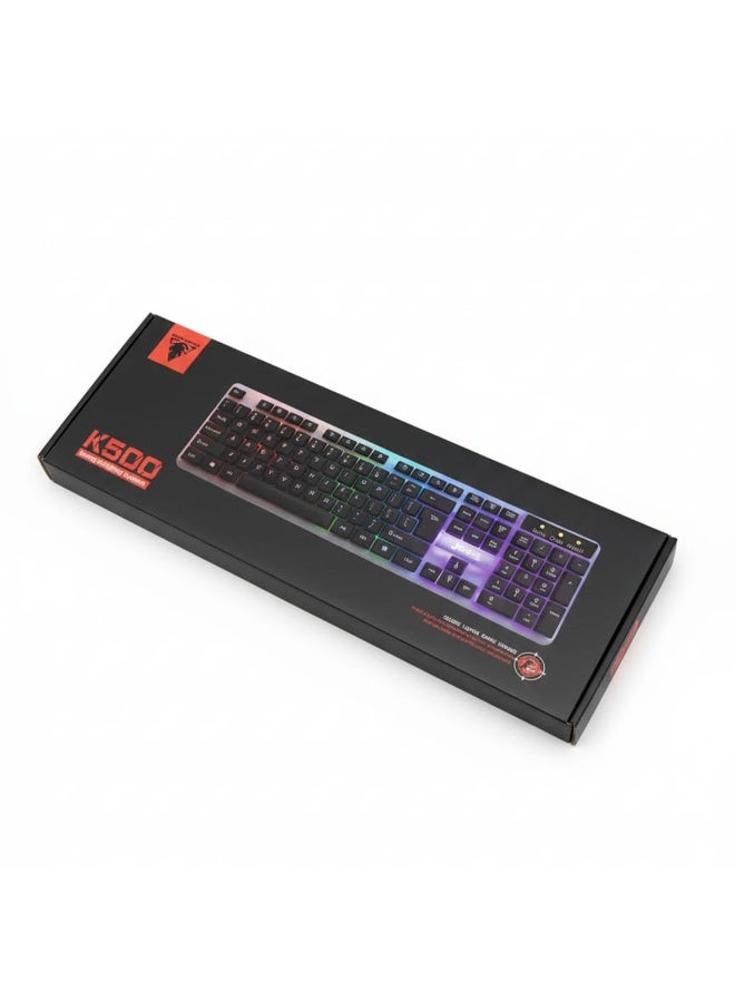 JeDEL K500 Colorful Backlit Gaming Keyboard with 9 Lighting Effects, Mechanical Switch Keys, Carbon Paddle Design, 1.35m Cable, Comfortable Typing & Durable Silicone Conductive Film – Ideal for Work and Gaming - Image 2