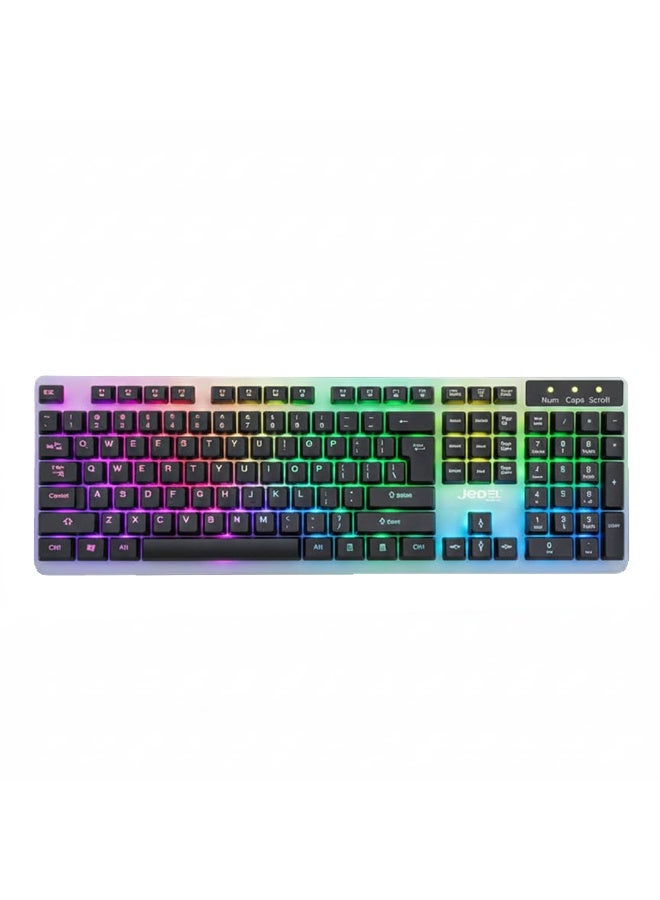 JeDEL K500 Colorful Backlit Gaming Keyboard with 9 Lighting Effects, Mechanical Switch Keys, Carbon Paddle Design, 1.35m Cable, Comfortable Typing & Durable Silicone Conductive Film – Ideal for Work and Gaming - Image 3