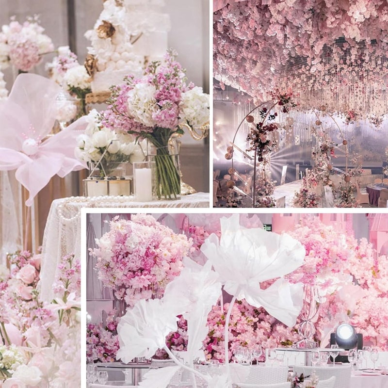 FagusHome 30 Pcs Silk Hydrangea Heads Artificial Flowers Heads and Stems Fake Hydrangea Flowers for Home Wedding Decor (Pink White) - Image 4