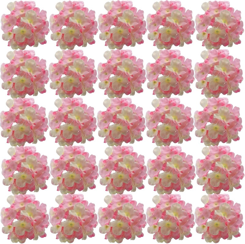 FagusHome 30 Pcs Silk Hydrangea Heads Artificial Flowers Heads and Stems Fake Hydrangea Flowers for Home Wedding Decor (Pink White) - Image 1