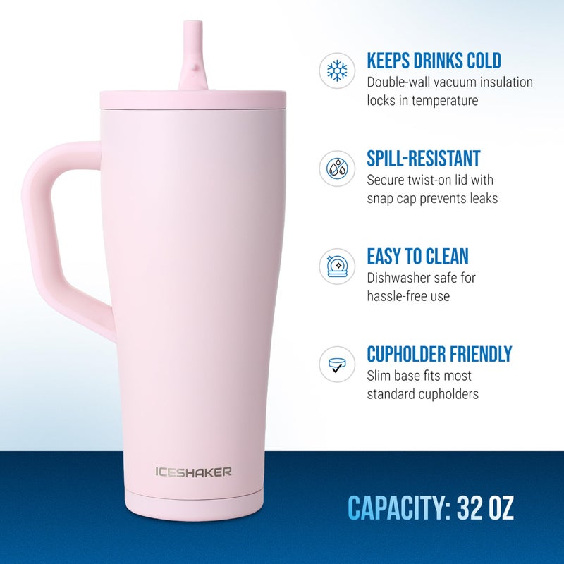 Ice Shaker 32 oz Tumbler with Handle and Straw | 32oz Oakley | Cold for 30+ Hours | 2-in-1 Tumbler Shaker Bottle | Odor-Free 32 ounce Bottle for Water, Protein Shakes, Smoothies, Cocktails - Image 2