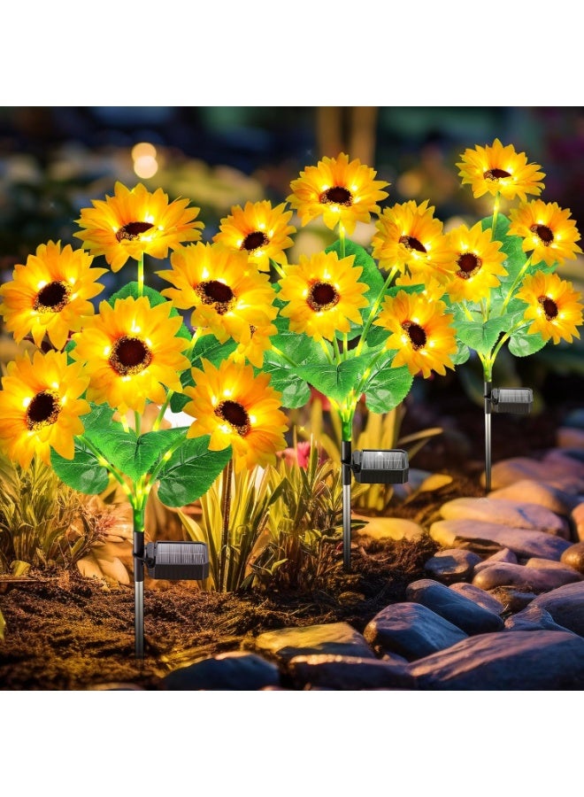 Bukela Solar Lights Outdoor Garden Decor, Upgraded 3 Pack with 18 Sunflowers, Auto On/Off Solar Flowers, Waterproof Garden Lights for Yard Patio, Gift for Mother - Image 1