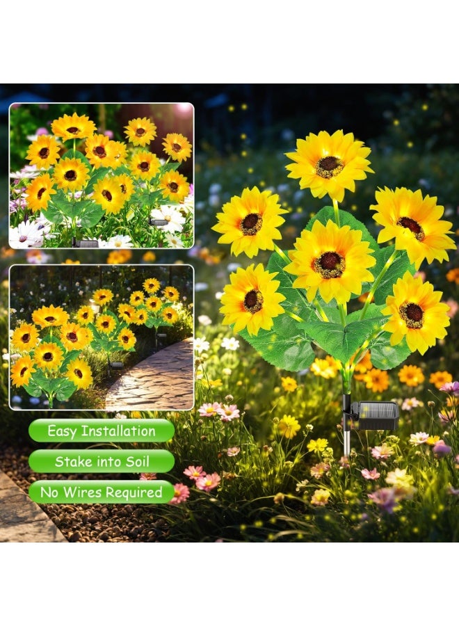 Bukela Solar Lights Outdoor Garden Decor, Upgraded 3 Pack with 18 Sunflowers, Auto On/Off Solar Flowers, Waterproof Garden Lights for Yard Patio, Gift for Mother - Image 4