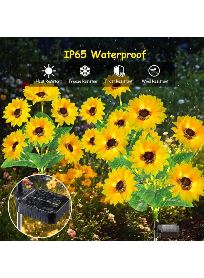 Bukela Solar Lights Outdoor Garden Decor, Upgraded 3 Pack with 18 Sunflowers, Auto On/Off Solar Flowers, Waterproof Garden Lights for Yard Patio, Gift for Mother - Image 5