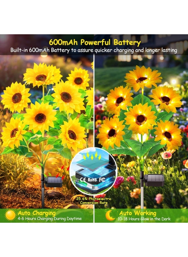 Bukela Solar Lights Outdoor Garden Decor, Upgraded 3 Pack with 18 Sunflowers, Auto On/Off Solar Flowers, Waterproof Garden Lights for Yard Patio, Gift for Mother - Image 3