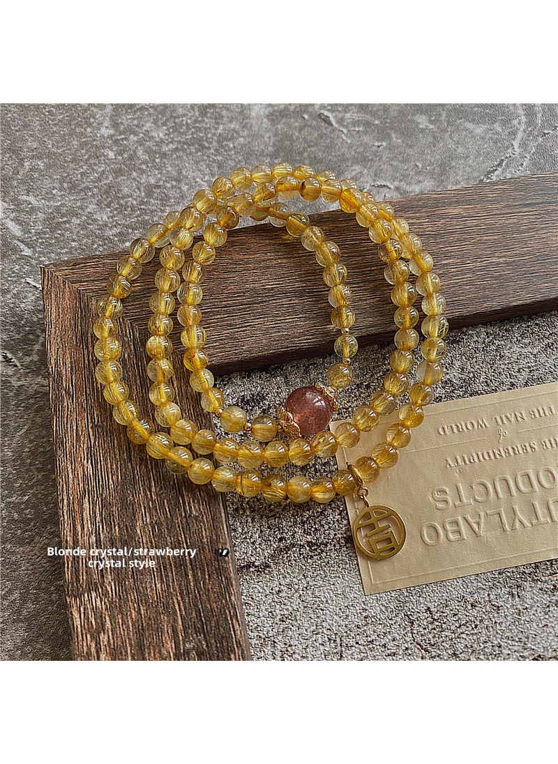 Generic - Designer Natural Brazilian Gold Rutilated Quartz Bracelet for WomenBlondie/Strawberry Crystal Blondie/Strawberry Crystal - Image 1