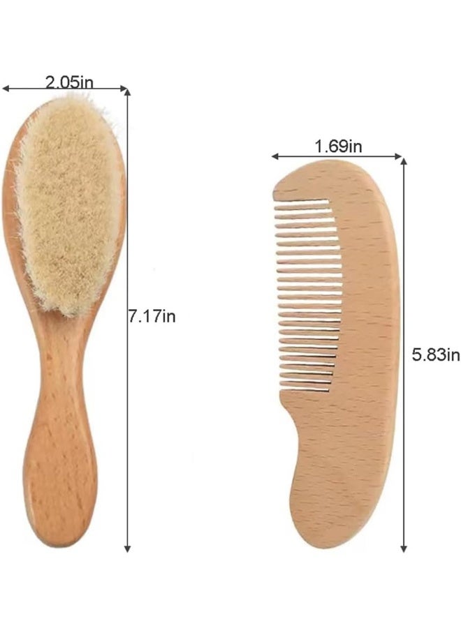 PandaEar مجموعة فرشاة ومشط الأطفال من باندا إير 3 قطع للمواليد الجدد، فرشاة سيليكون لعلاج قشرة الرأس للأطفال، فرشاة شعر ناعمة للمواليد الجدد بشعيرات ماعز ناعمة، مجموعة مشط فرشاة شعر خشبية للأطفال الأولاد والبنات - Image 2