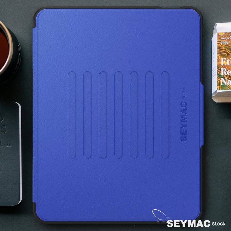 SEYMAC stock حافظة SEYMAC المخزنة لجهاز iPad Air 11 بوصة M4-M2 2026-2024 (الجيل 8-6)، حافظة مغناطيسية قوية مقاومة للصدمات مع حامل متعدد الزوايا ممتص، حامل قلم، فتحة بطاقة، أزرق - Image 5