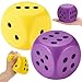 Zomiboo 2 Pcs 393 Large Foam Dice for Classroom Jumbo 6 Sided Giant Dice Casino Party Decoration Squeeze Anxiety Stress Relieve Toy Gifts for Valentines Day Adults Kids Board Game Purple Yellow - Image 2