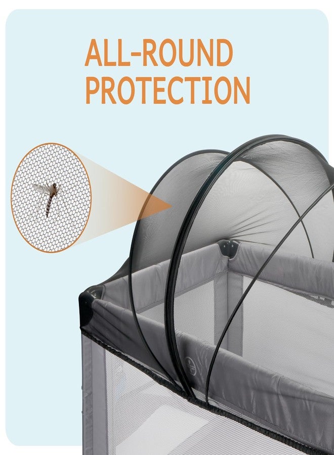 BEBONO Mosquito Net for Pack N Play, Keep Cats Out, Netting Cover with 2-Way Zipper for Playpen, Foldable with Storage Bag, Black - Image 3