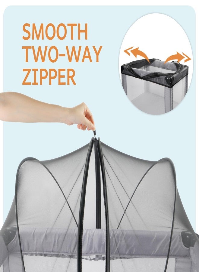 BEBONO Mosquito Net for Pack N Play, Keep Cats Out, Netting Cover with 2-Way Zipper for Playpen, Foldable with Storage Bag, Black - Image 2