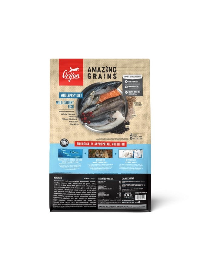 اورجين طعام جاف للكلاب من ORIJEN Amazing Grains Six Fish Recipe، غني بالبروتين، مكونات طازجة أو نيئة، 4 أرطال - Image 1