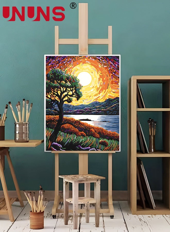 UNUNS 4Pack Paint By Number Kit for Adults,40x50CM Starry Night Mountain Scenery DIY Painting Set,Acrylic Paint by Numbers With 12 Brushes,Art Craft for Home Decor Gifts - Image 2